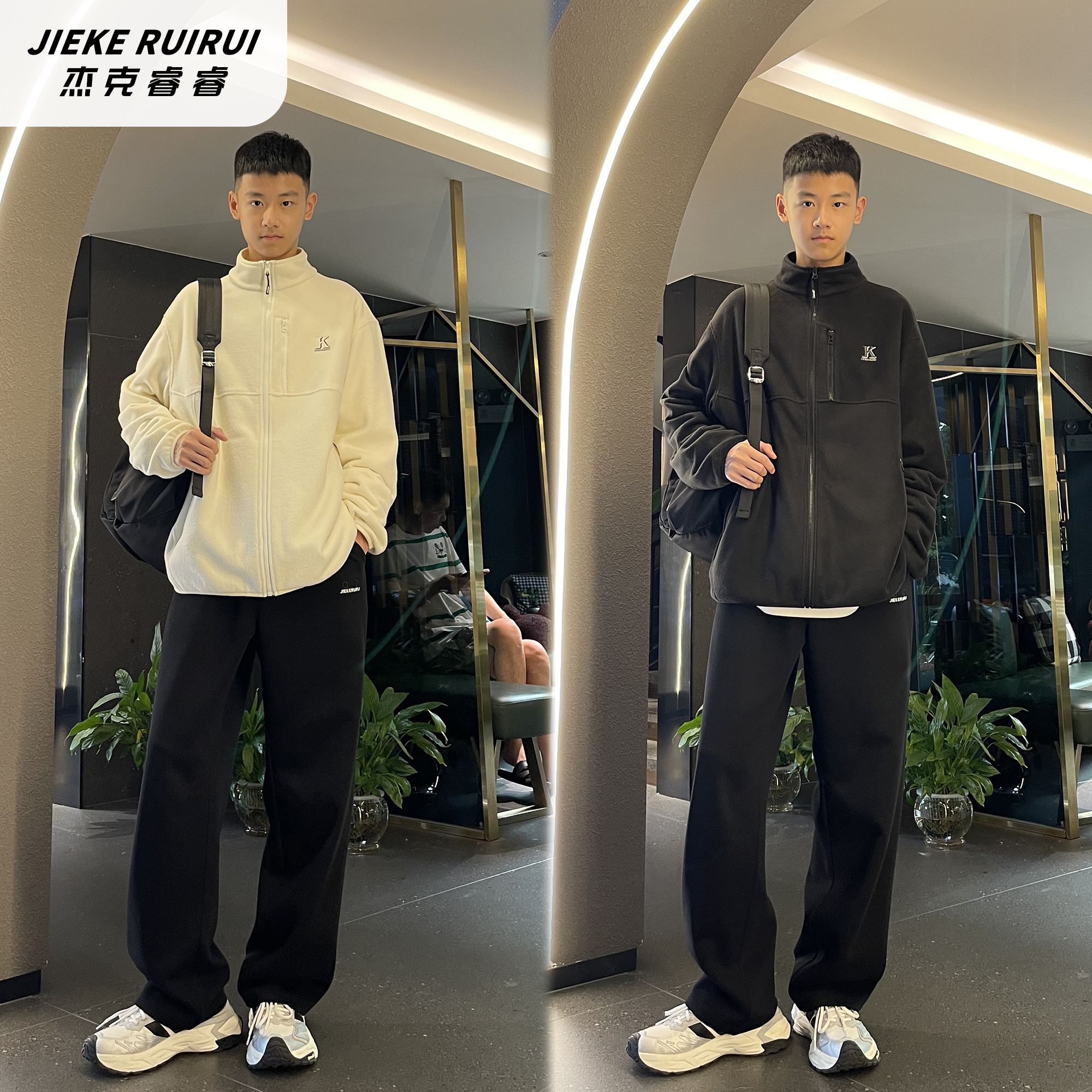 【现货-晴】冬季摇粒绒保暖外套休闲加绒外套大童亲子装杰克睿睿潮