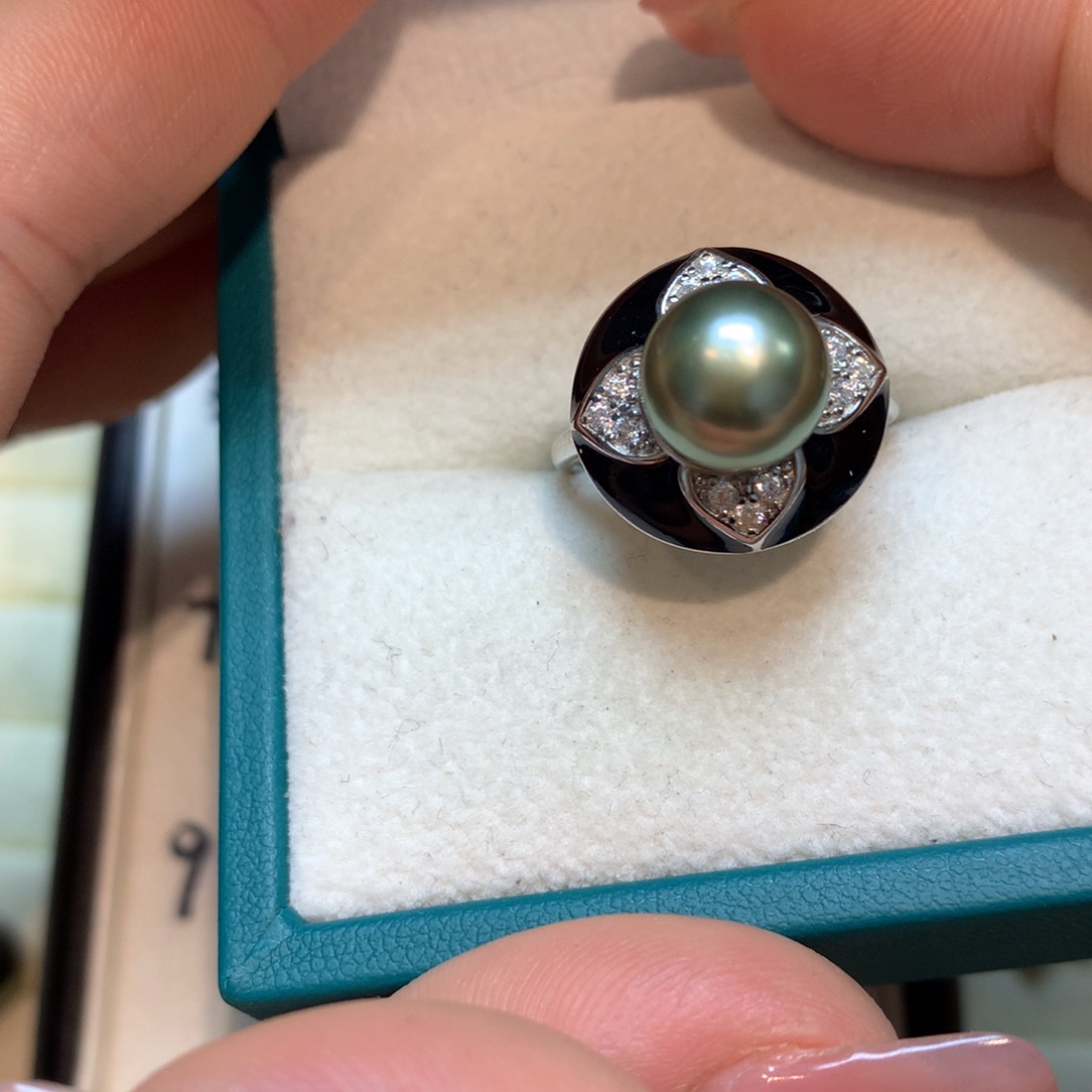 海水珍珠戒指银S925镶嵌
