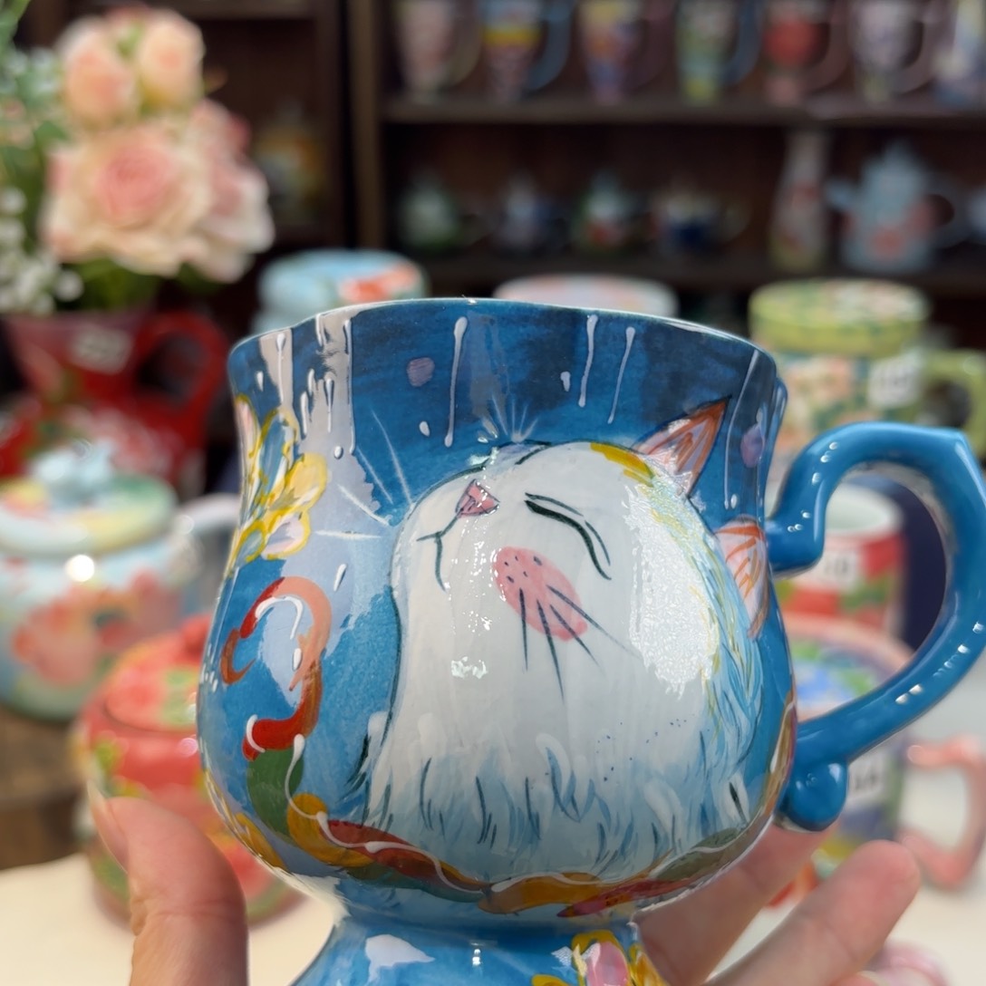 瓷片景德镇手绘高温釉下彩陶瓷茶具