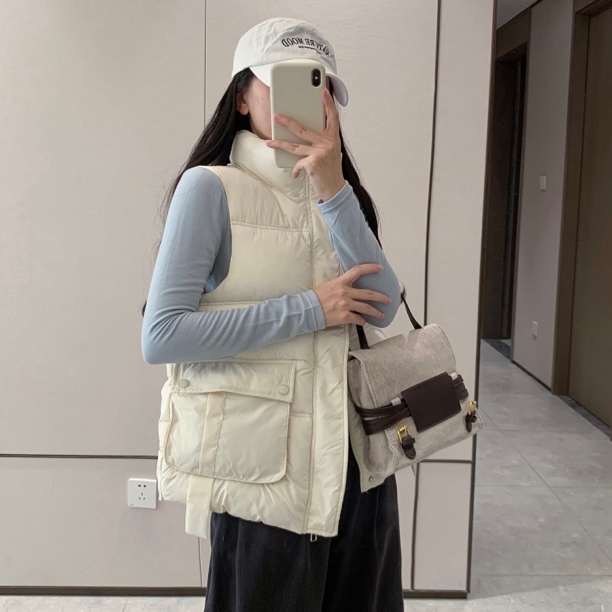 新款立领秋冬女士大码百搭外穿棉马夹坎肩短款韩版秋冬棉马甲2501