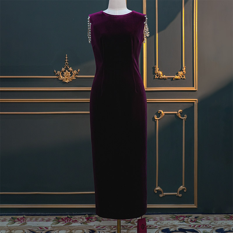 【支持改版定制】喜婆婆喜妈妈高端气质婚宴修身显瘦长款礼服1093