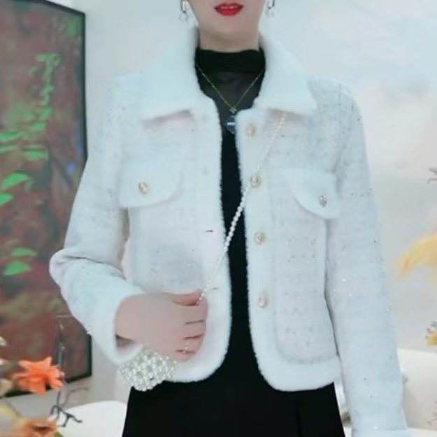 爱优品 ［星芒绒絮］冬季法式小香风气质显瘦外套