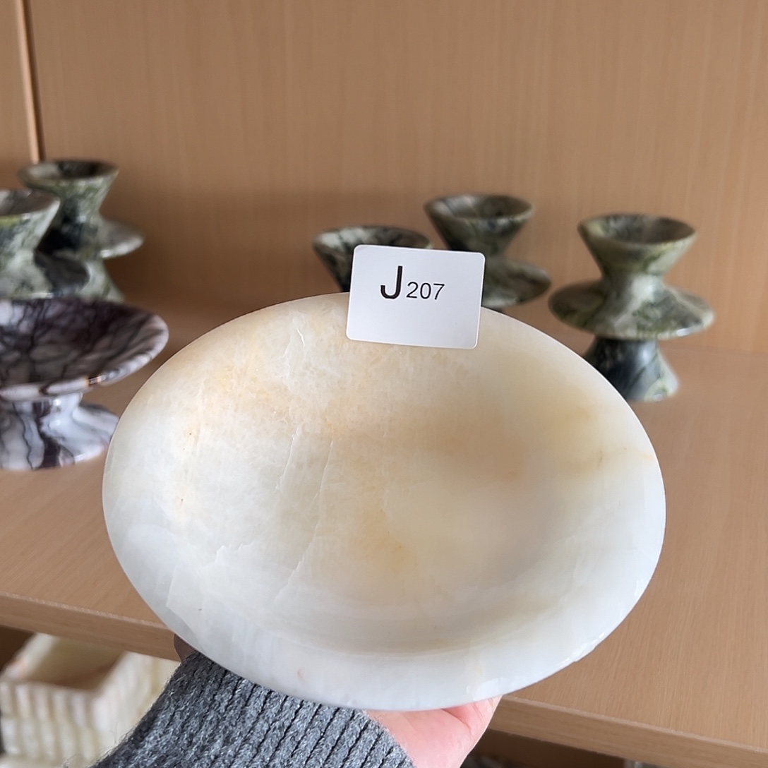 石材J207白水晶高脚果盘