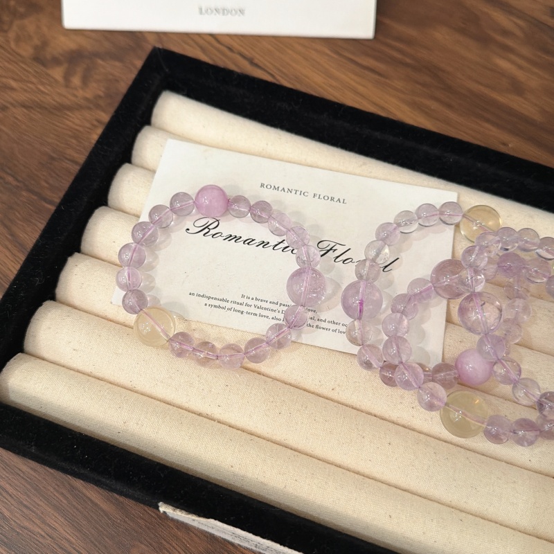 X2144紫水晶黄水晶紫锂辉手链高端轻奢手串多样性发一