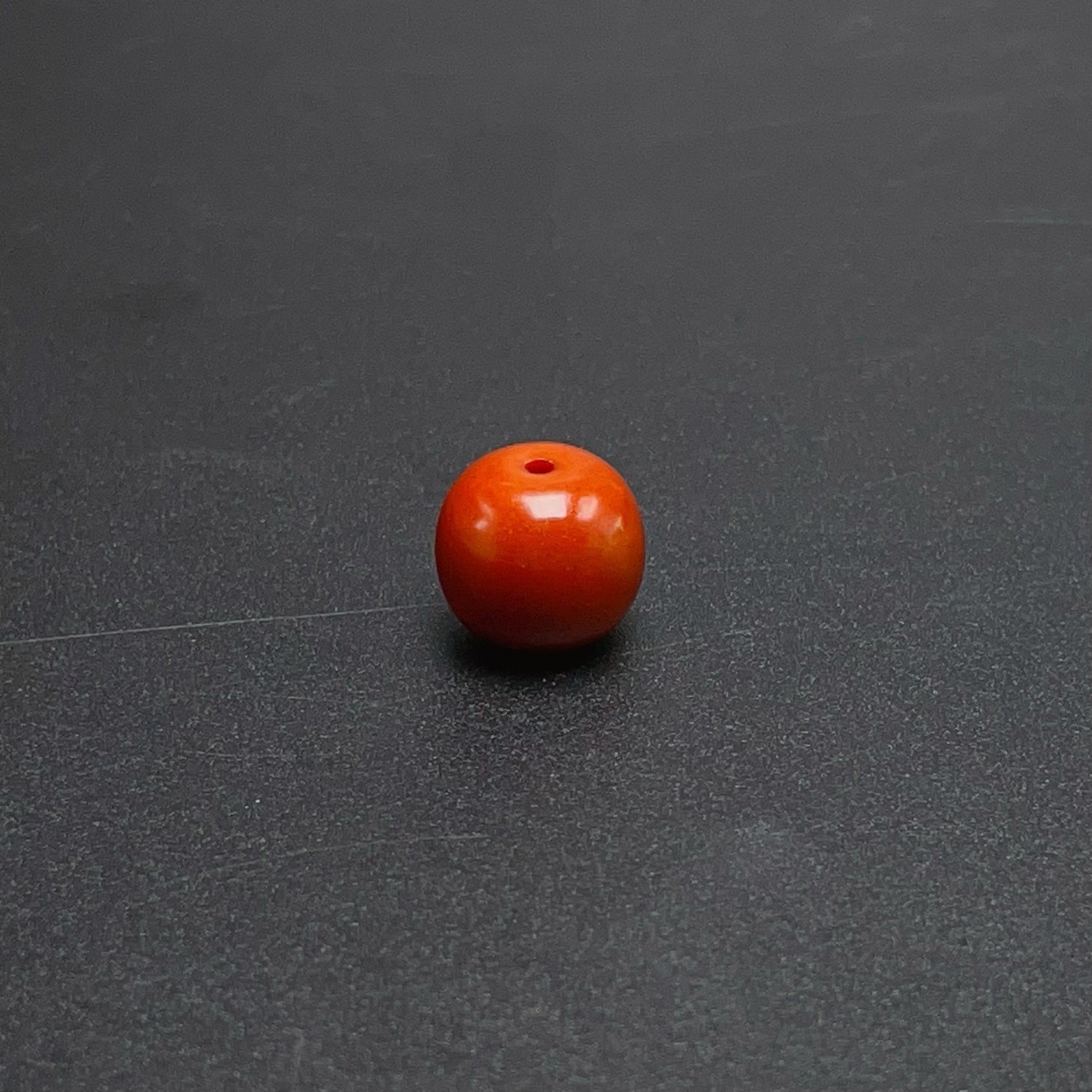 【千业珠宝】Y8136天然柿子红老型鼓珠单珠 约12mm满肉款 【一个装】 