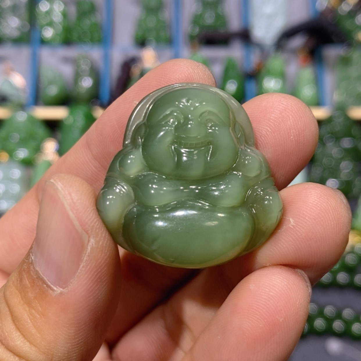 【闪购商品】和田玉吊坠(不含链)未镶嵌粉青猫眼佛公 30/10