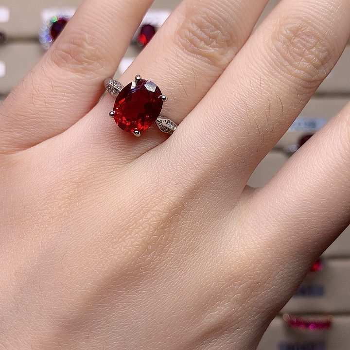 红宝石戒指银S925镶嵌