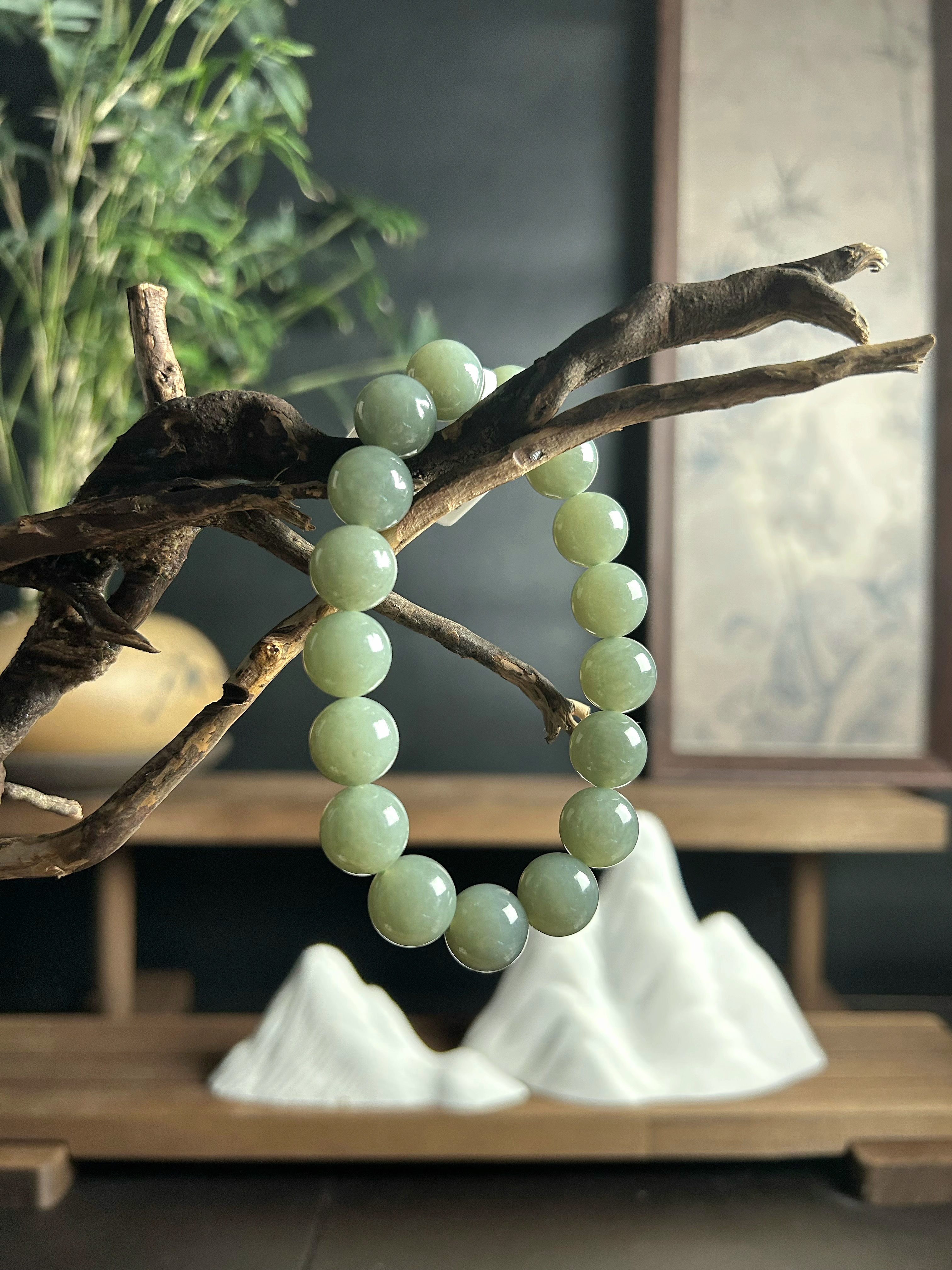 卡12且末蓝和田玉手串单圈天然正品新疆料温润细腻