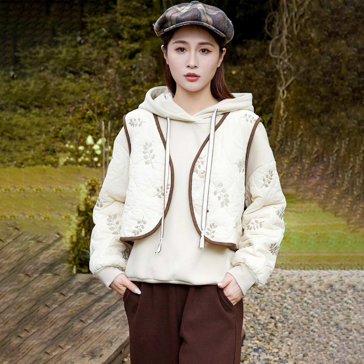 50400【画系列】棉衣+加绒卫衣两件套24D5288