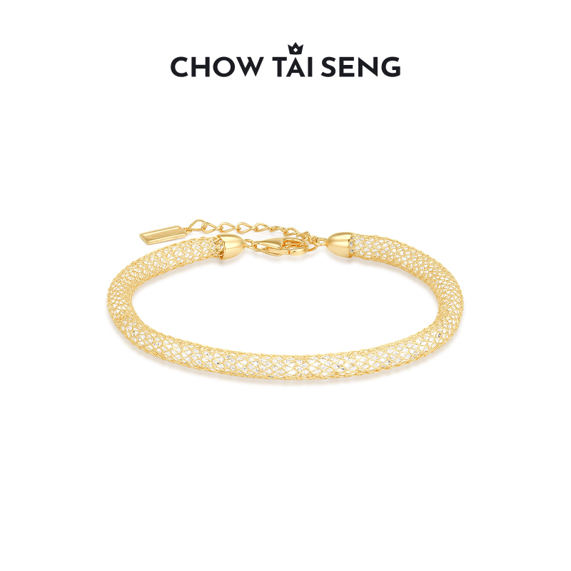 周大生DC缠绕网格手链金色老钱风钱袋子新款璀璨银河镶嵌饰品首饰商品图