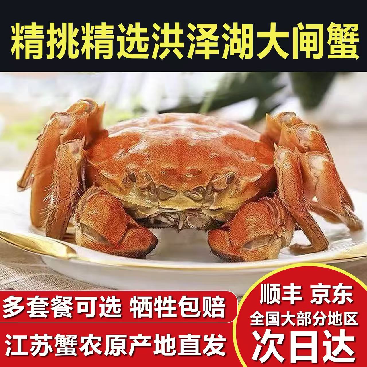 【活蟹】洪泽湖-母蟹-3.7-4两-公蟹-4.7-5两8/10只顺丰京东包邮