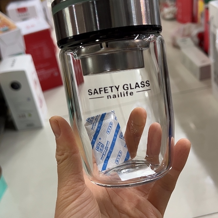 那艾生活单层烫手玻璃杯330330绿色➕黑色