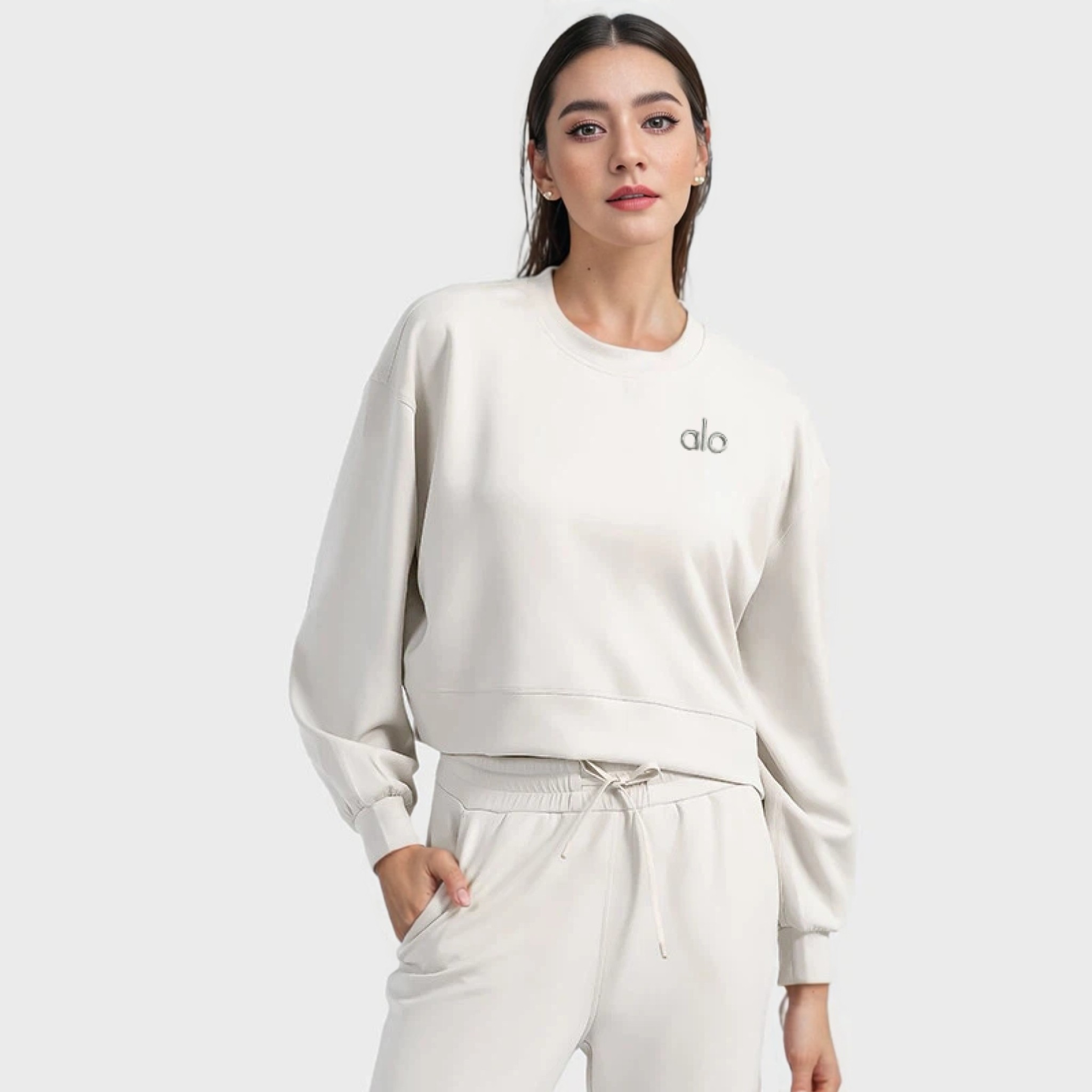 ALOTE冬季长袖不起球女款舒适速干莫代尔圆领休闲运动卫衣秋季女