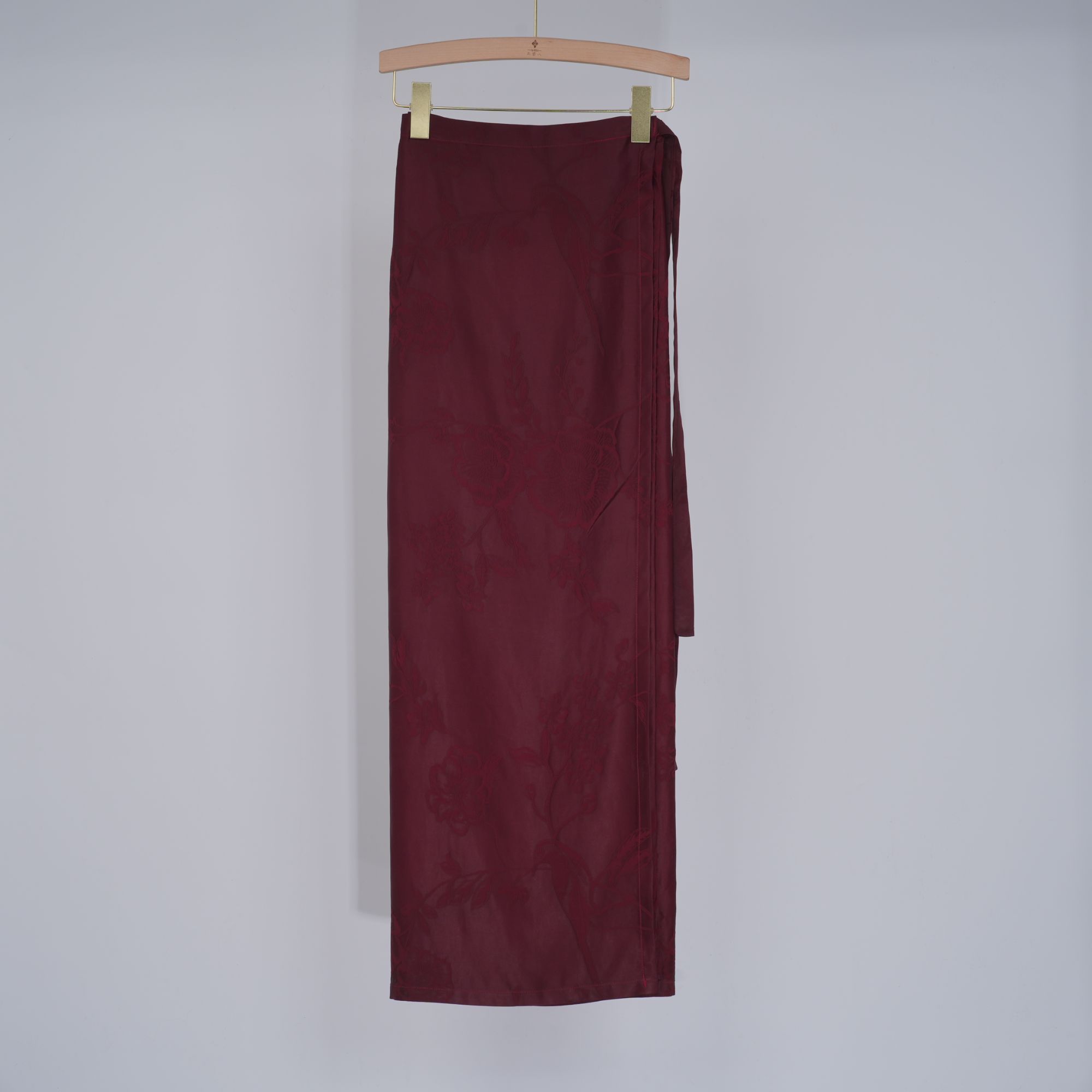 玉家人真丝红云纱一片式气质复古中式中国风长款时尚裙子红色