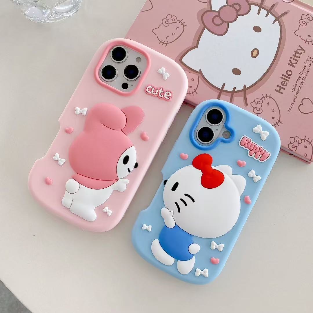 苹果|可爱卡通美乐蒂KT猫适用iPhone17p立体闺蜜手机硅胶保护壳