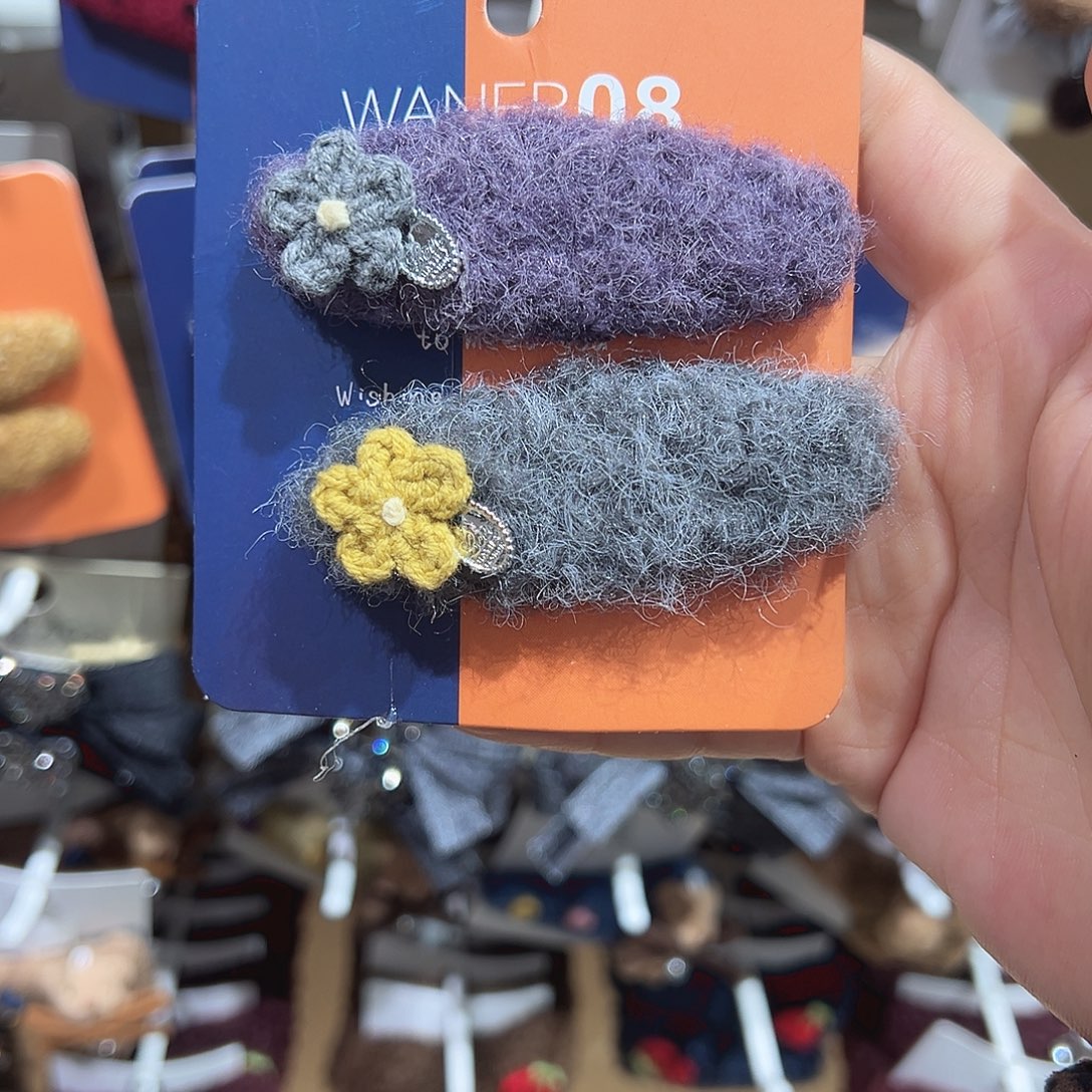 「***乐羽毛铁合金小花拼色掰掰夹