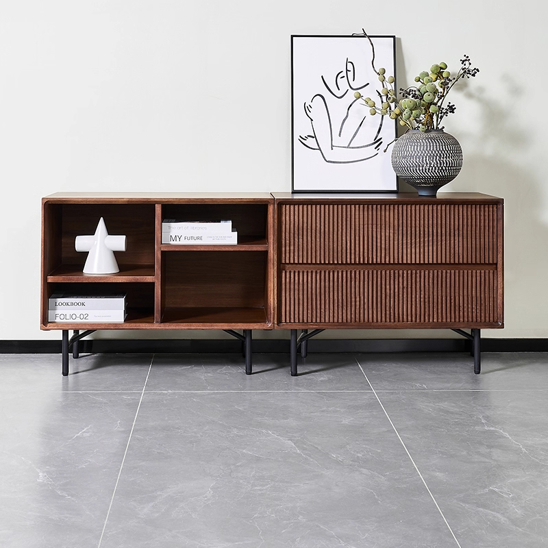 乌金木实木模块书柜收纳柜电视柜书柜现代新中式客厅组合XD5031