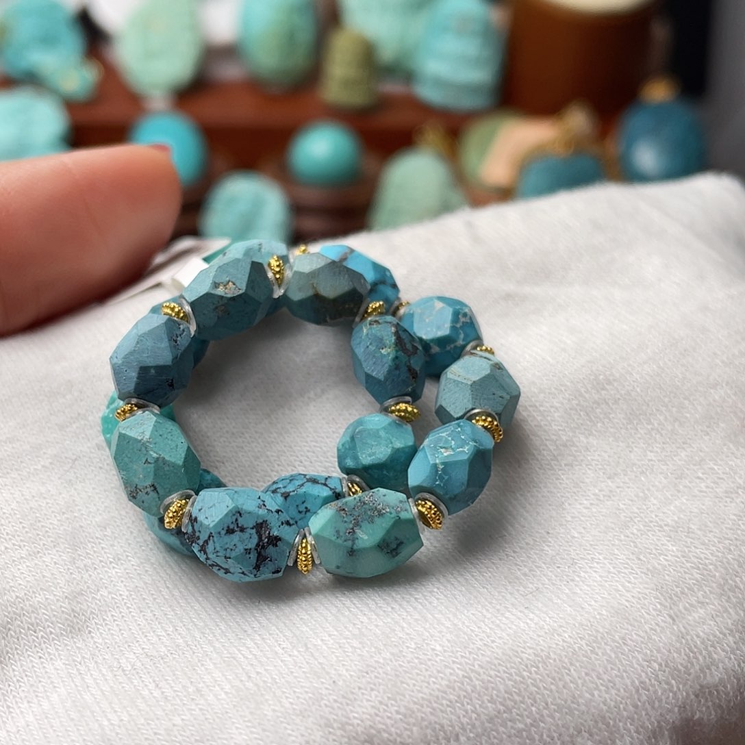 绿松石珠宝奇石18K金镶嵌