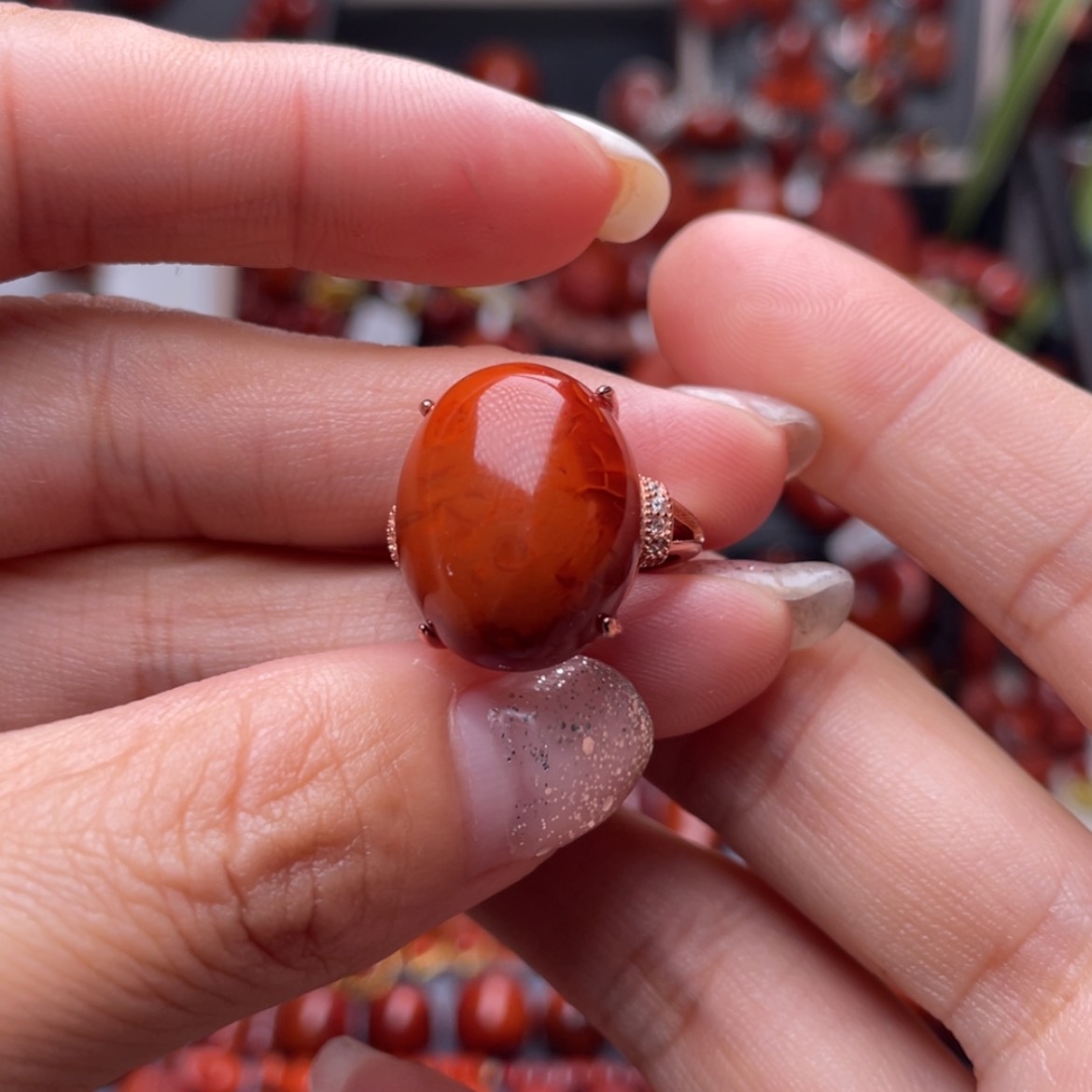 【闪购商品】南红玛瑙戒指银S925镶嵌