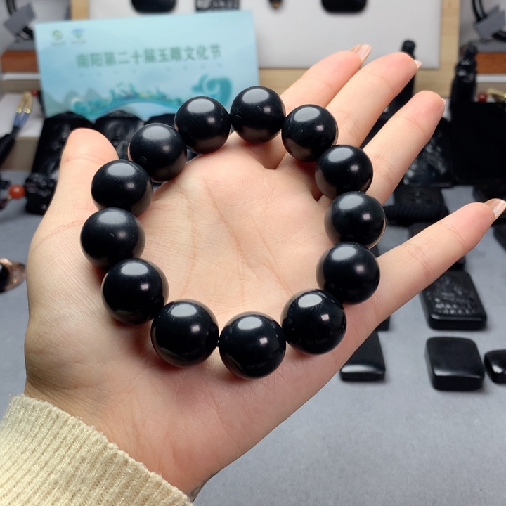 和田玉（墨玉）未镶嵌手串特价18mm