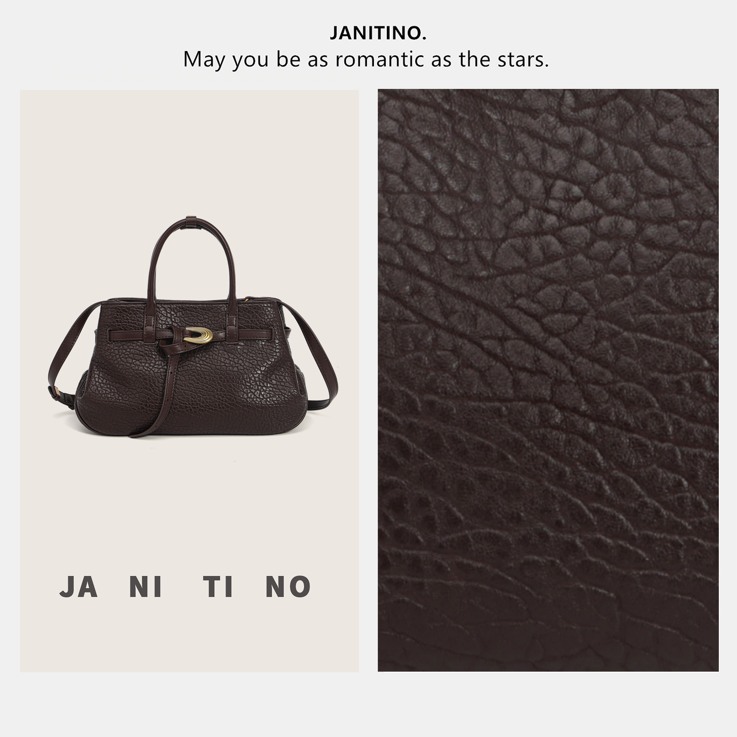 JANITINO/佳妮蒂诺当季新款时尚百搭单肩手提包4995咖