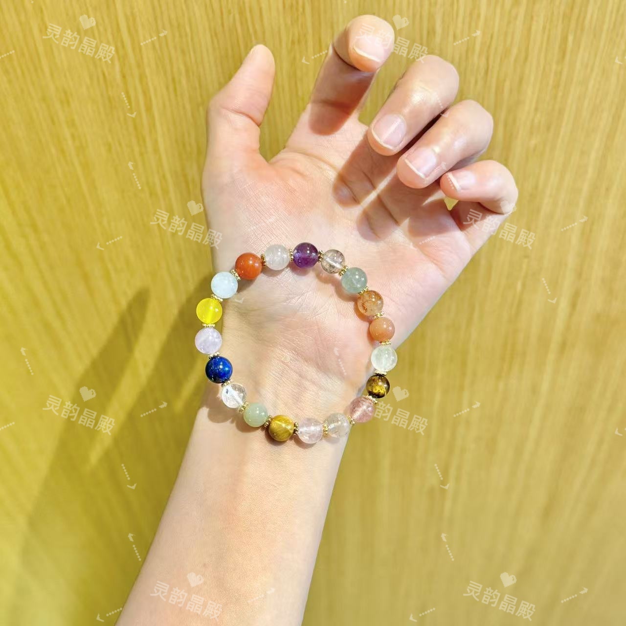 【幻彩多宝】青金石黑金超七虎眼石多宝设计8mm手链 多样性发其一