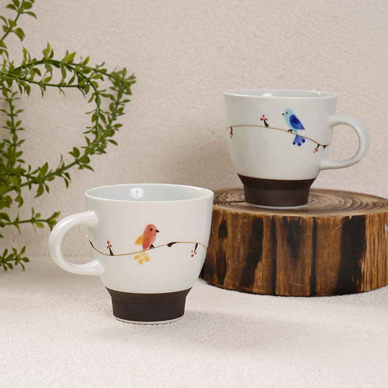 波佐见烧进口手绘枝小鸟高级陶瓷餐具家用米饭碗套装