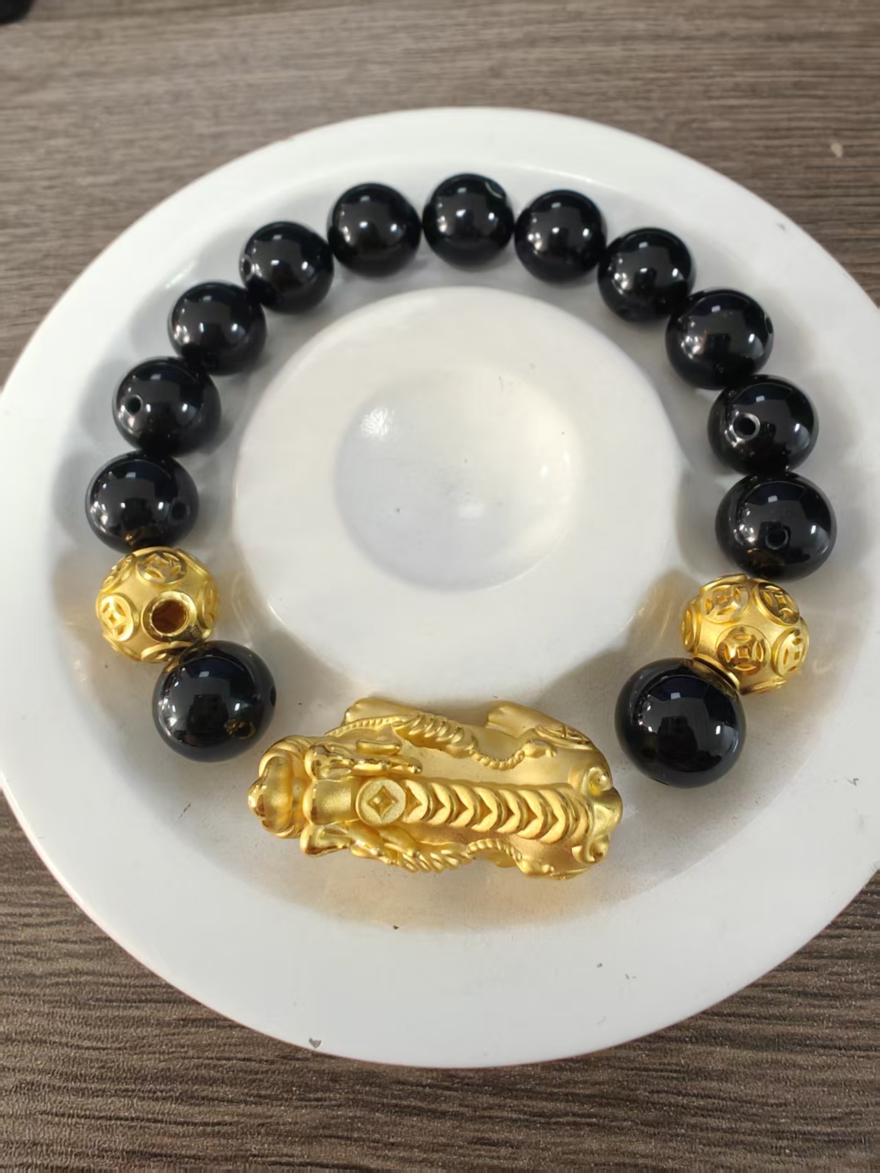 【足金999】卡10钱币貔貅+2颗钱币转运珠