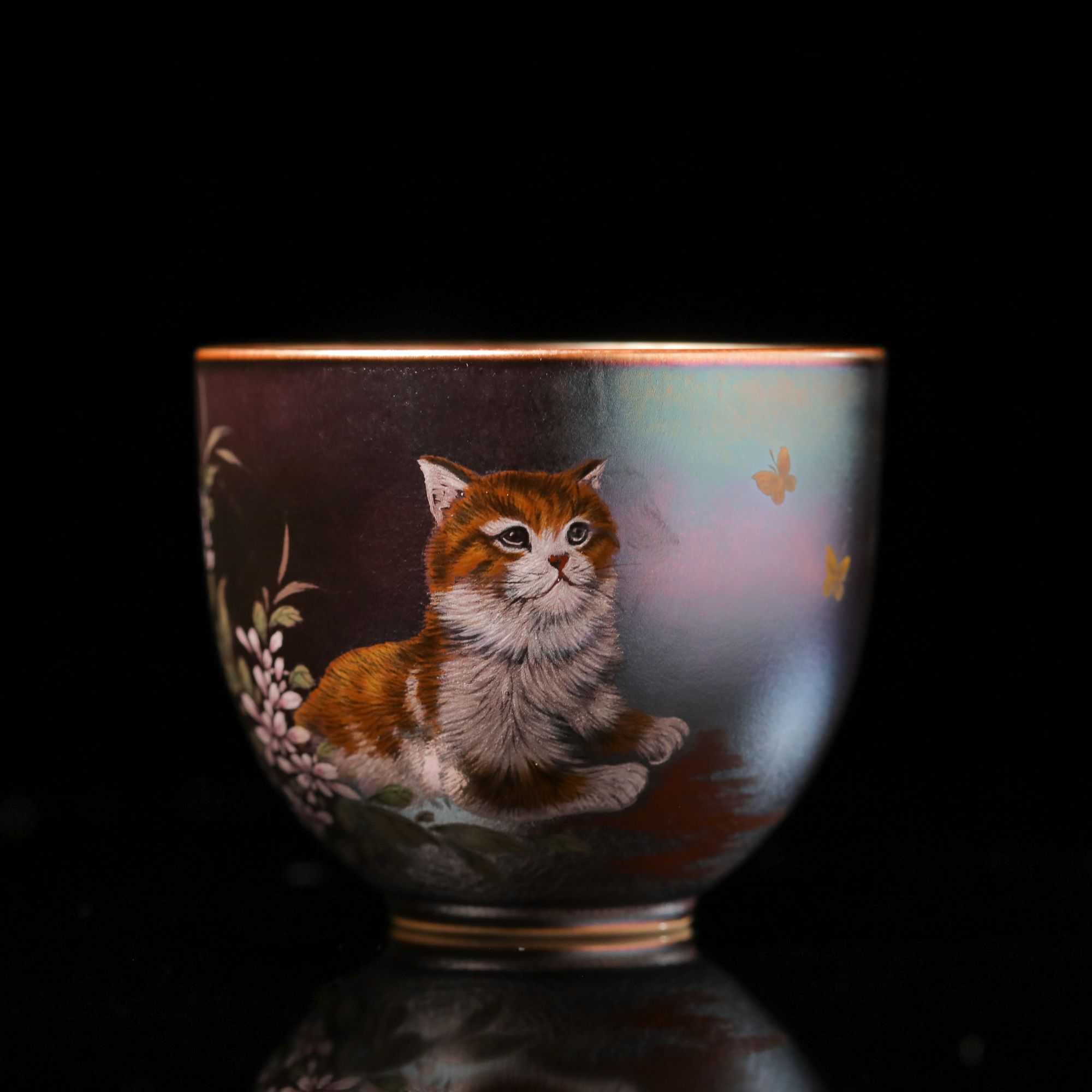 窑宝非遗手绘猫杯 随缘发柴烧每只都不同