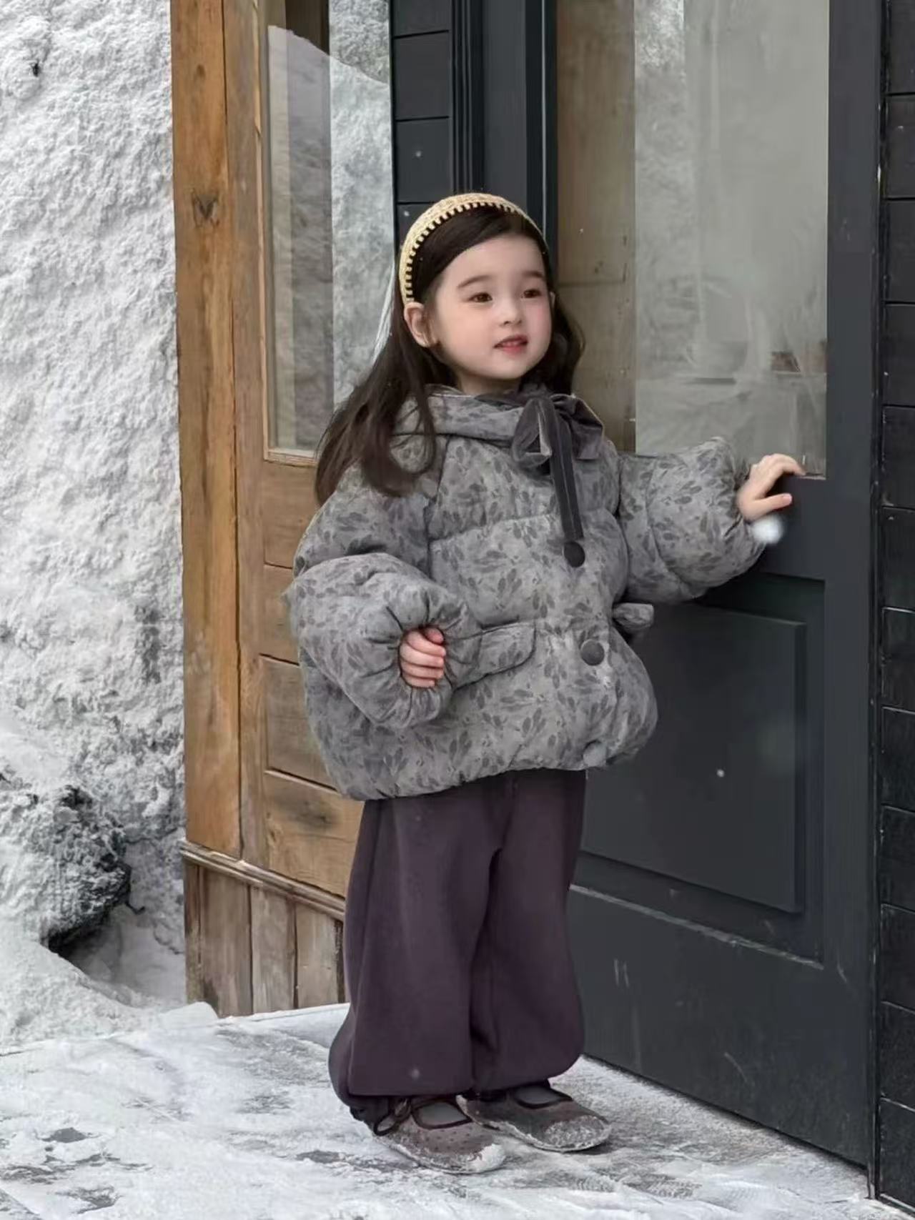 女童套装冬季2025新款洋气棉服连帽女孩保暖夹棉上衣加绒裤两件套