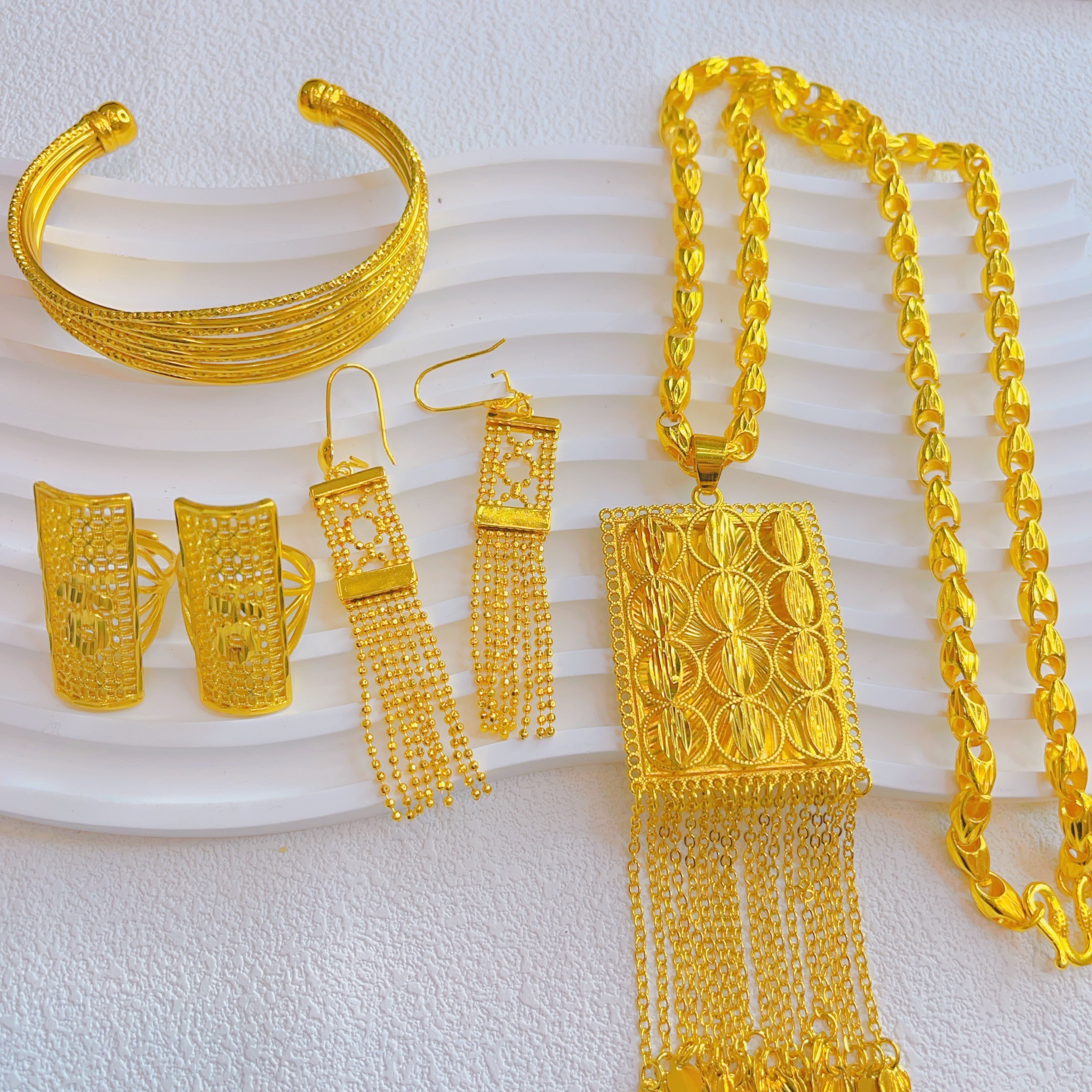 铜合金项链 女配饰铜合金delzok欧美5件套项链金色饰品长款1113