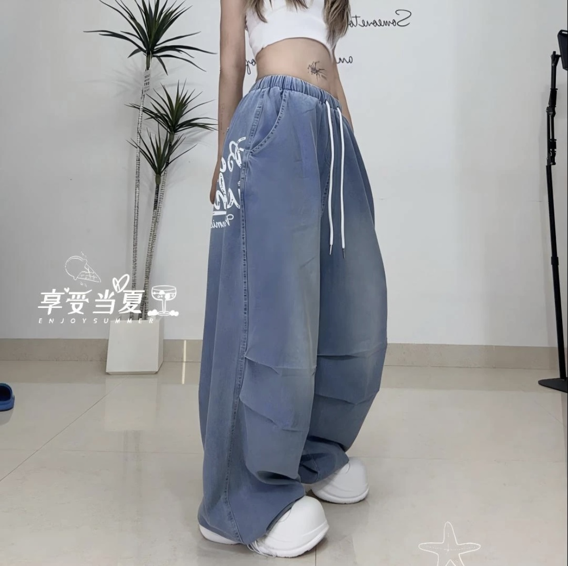 0008款SCK百搭宽松显瘦长裤牛仔阔腿休闲裤潮牌