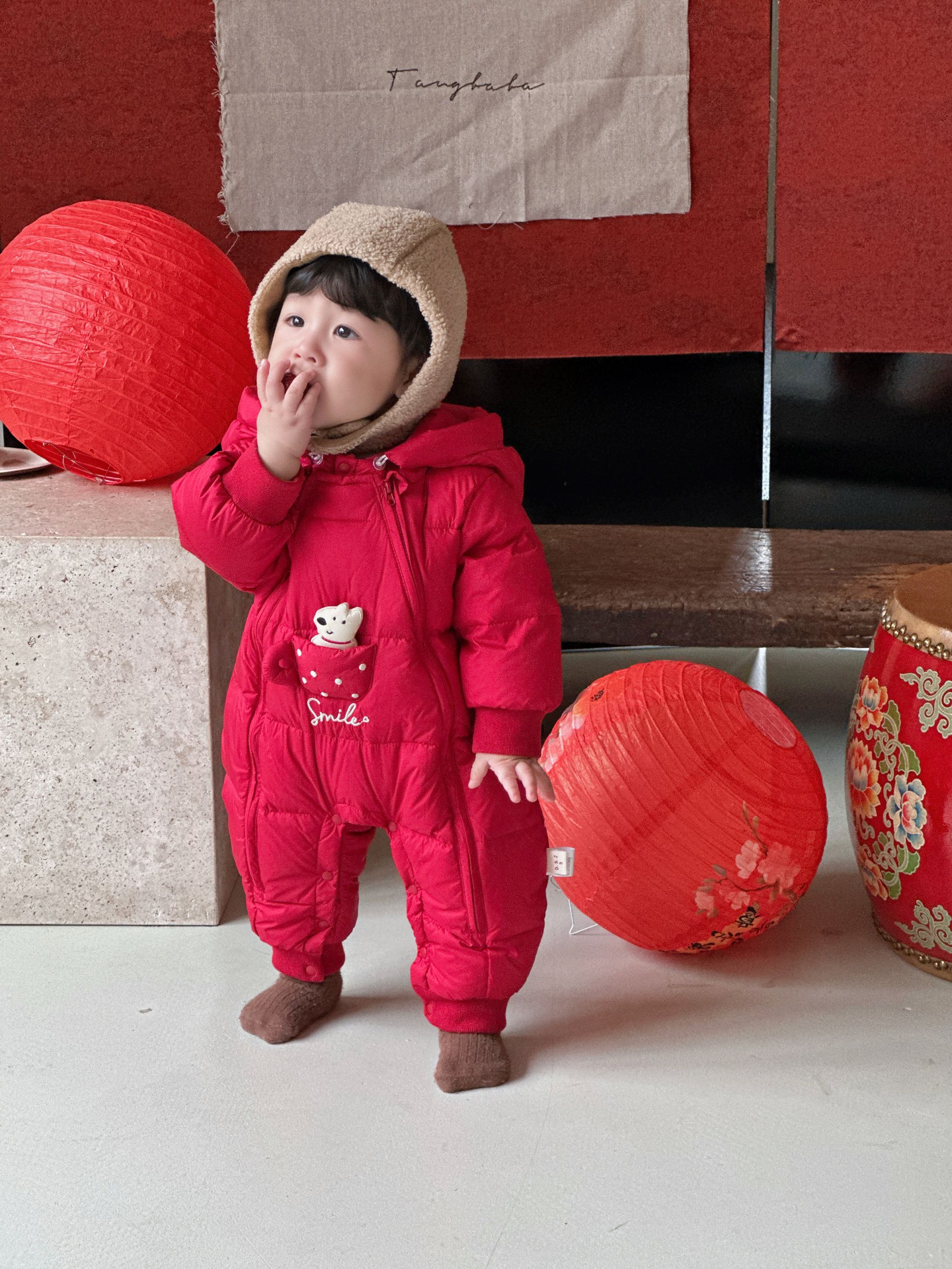 【90绒】婴儿羽绒连体衣拜年服婴幼儿爬爬服男女宝宝哈衣冬装潮