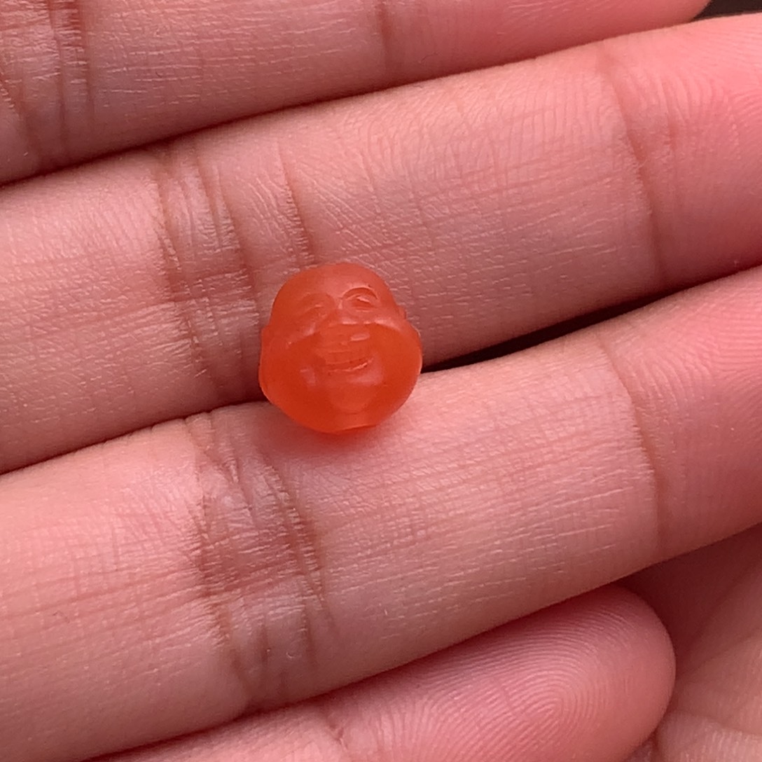 南红玛瑙精工雕刻笑佛9m m未镶嵌