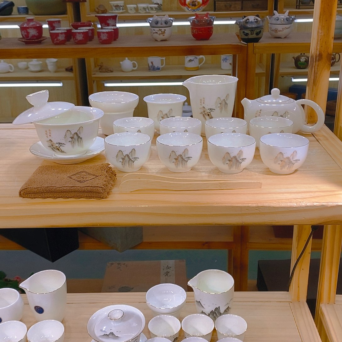 【不止】羊脂玉瓷茶具套装