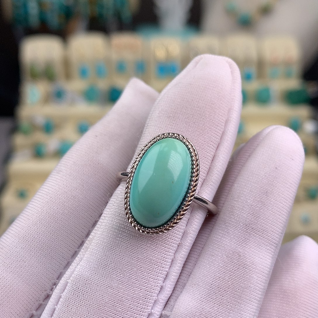 绿松石银S925镶嵌戒指