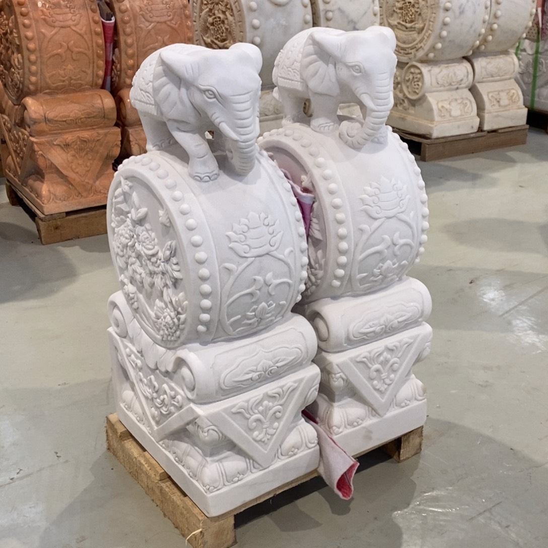 山***部石材大象抱鼓石60 包邮不管卸车不管摆放