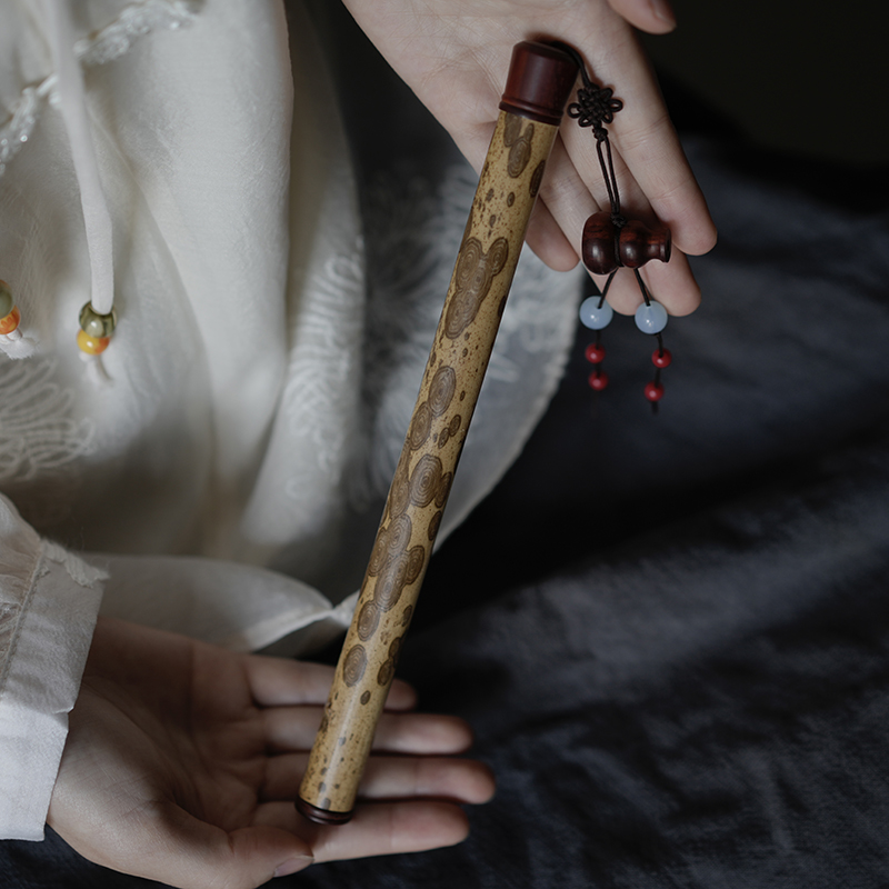 天然梅鹿竹镶嵌酸枝木线香筒带香插小香筒线香收纳竹香插