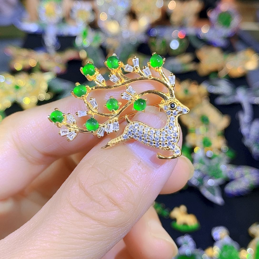 吊坠(不含链)银S925镶嵌翡翠