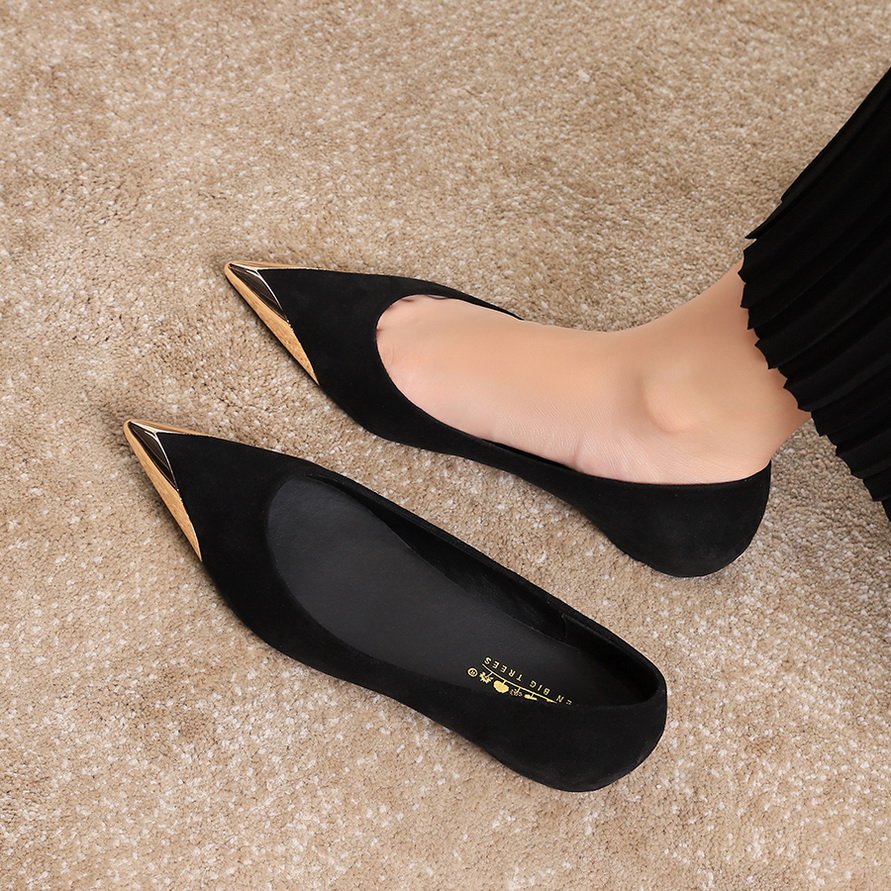 欧美时尚宴会金属尖头浅口单鞋女气质舒适一脚蹬内增高女鞋