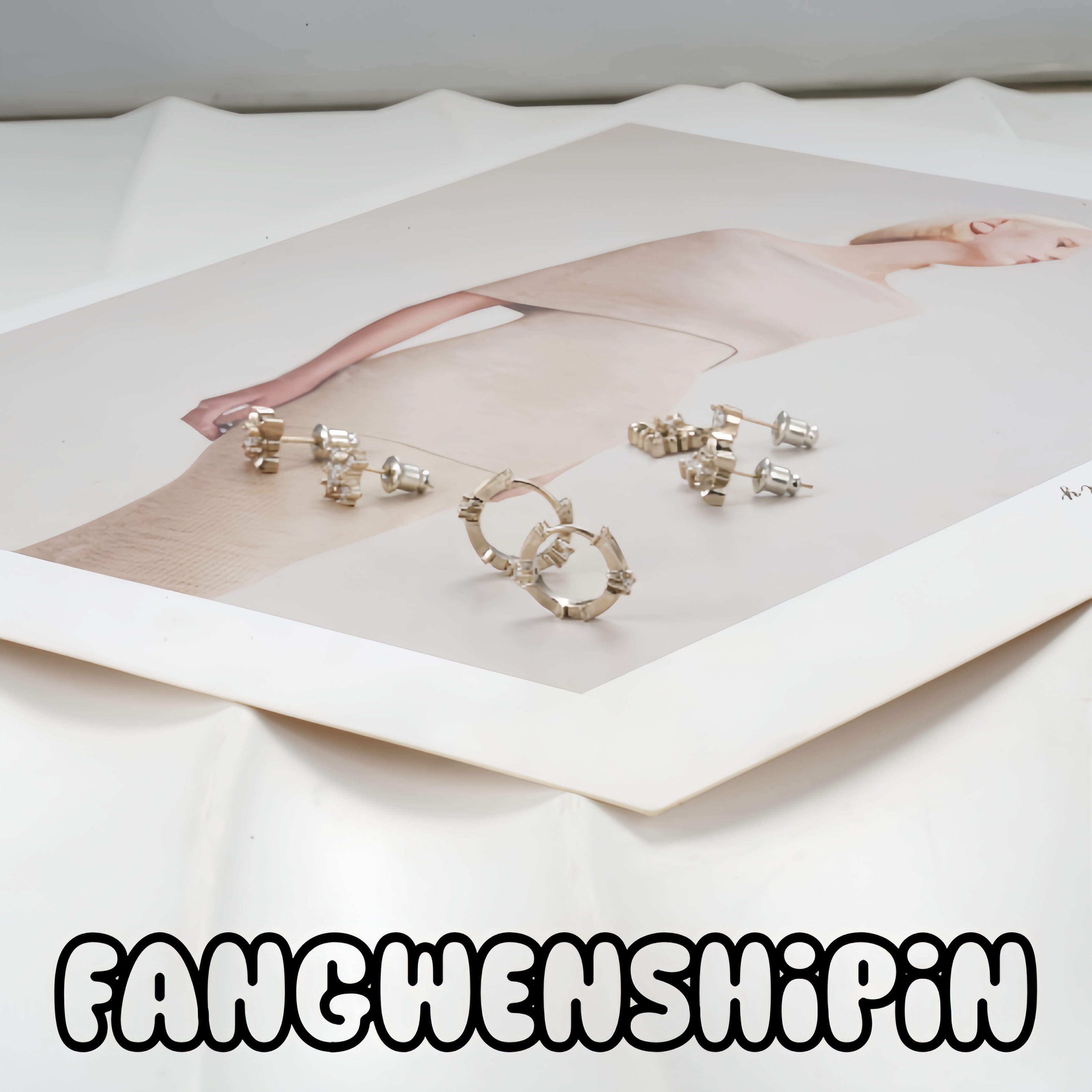 铜合金锆石耳饰 【镀K金】【925银针】耳环4625 三队 6只装