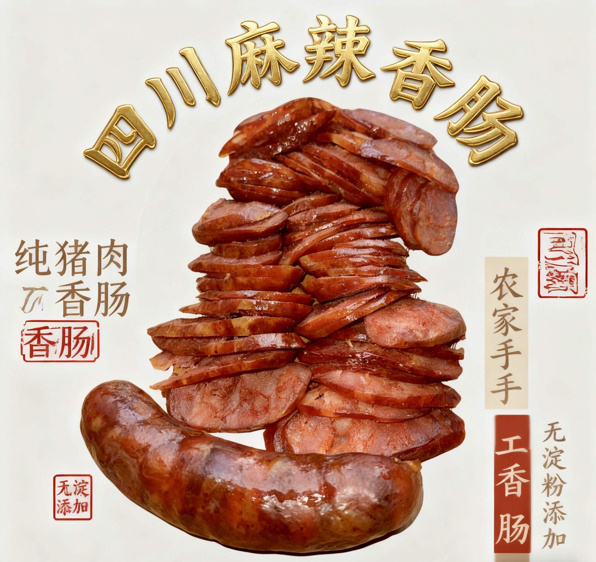 正宗川味香肠农家手工灌制四川腊味麻辣纯猪肉肠