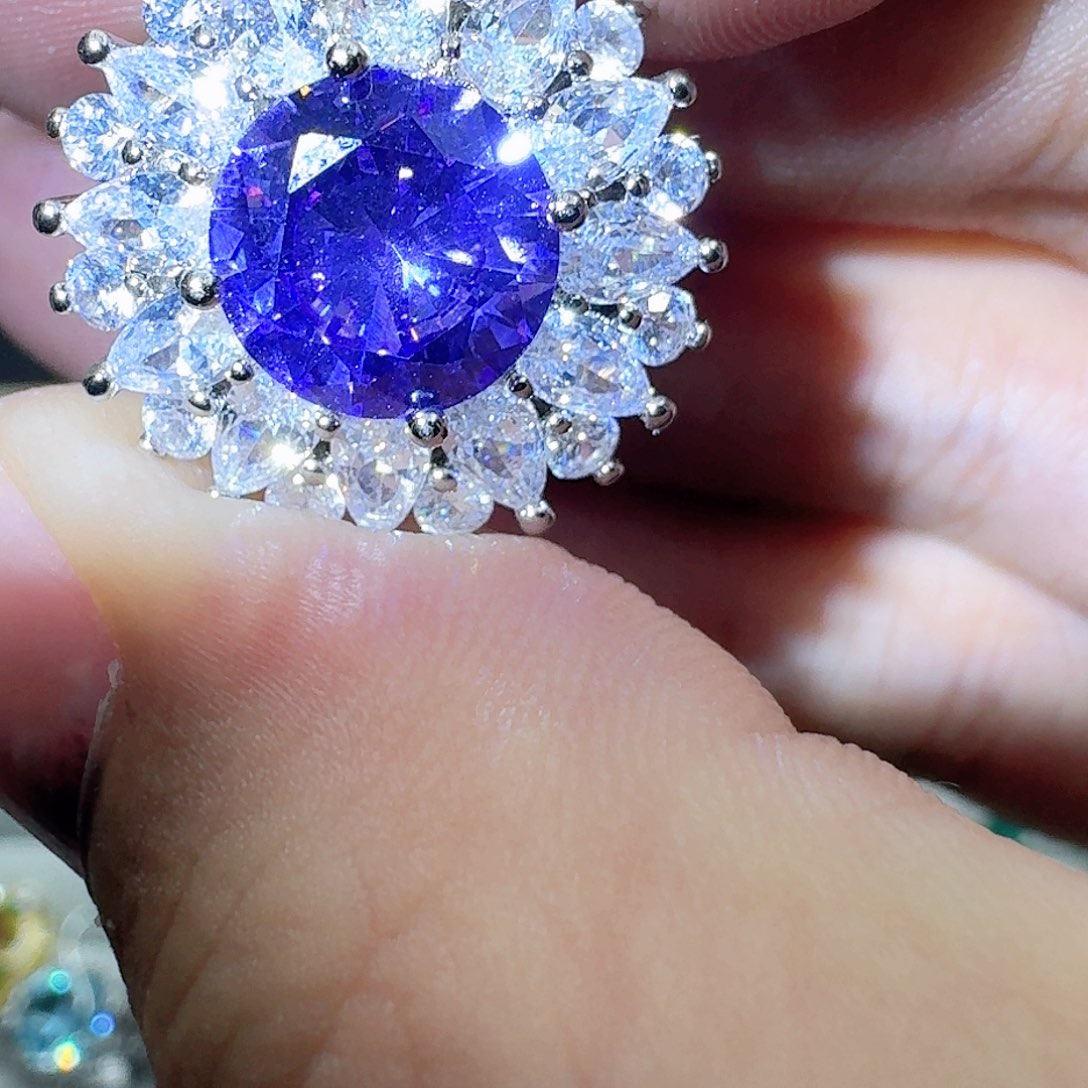 托帕石戒指银S925镶嵌