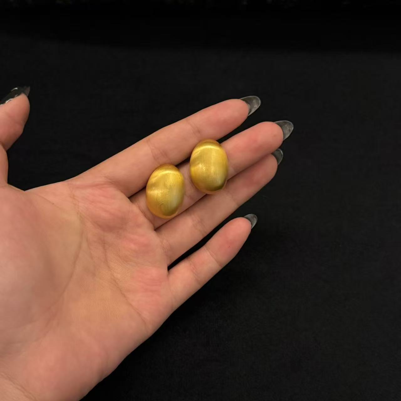 铜合金耳饰 气质百搭高级感耳钉时尚磨砂椭圆耳环