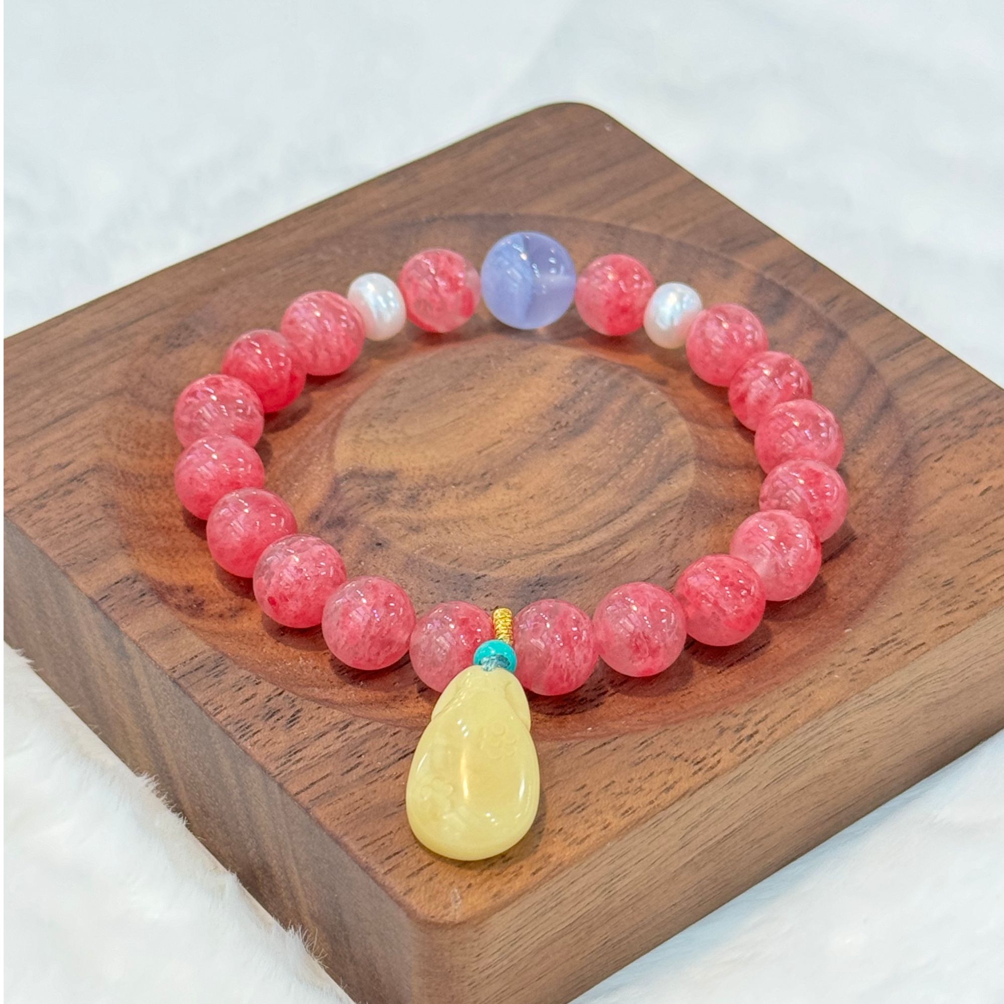 合金仿珍珠手链 时尚百搭蔷薇石手串