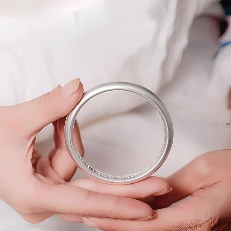 足银手镯 古法素圈心经足银手镯实心传承古法心经磨砂