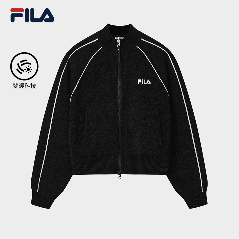 Fila/斐乐2025新款女士运动休闲保暖针织上衣外套F51W549502F