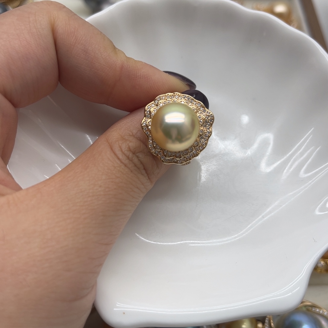 戒指银S925镶嵌海水珍珠
