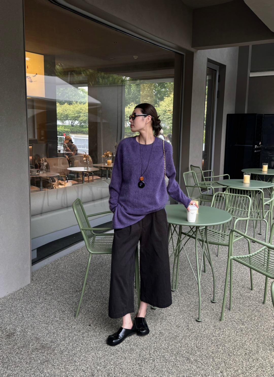 EFENGJF 水洗拉绒100%圆领长毛拉绒羊毛衫无缝一体针织衫1015