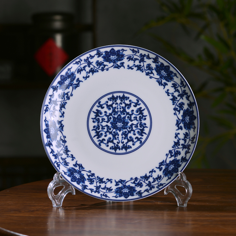 景德镇高温白瓷菜盘子中式家用青花陶瓷餐具深盘浅盘小味碟汤盘